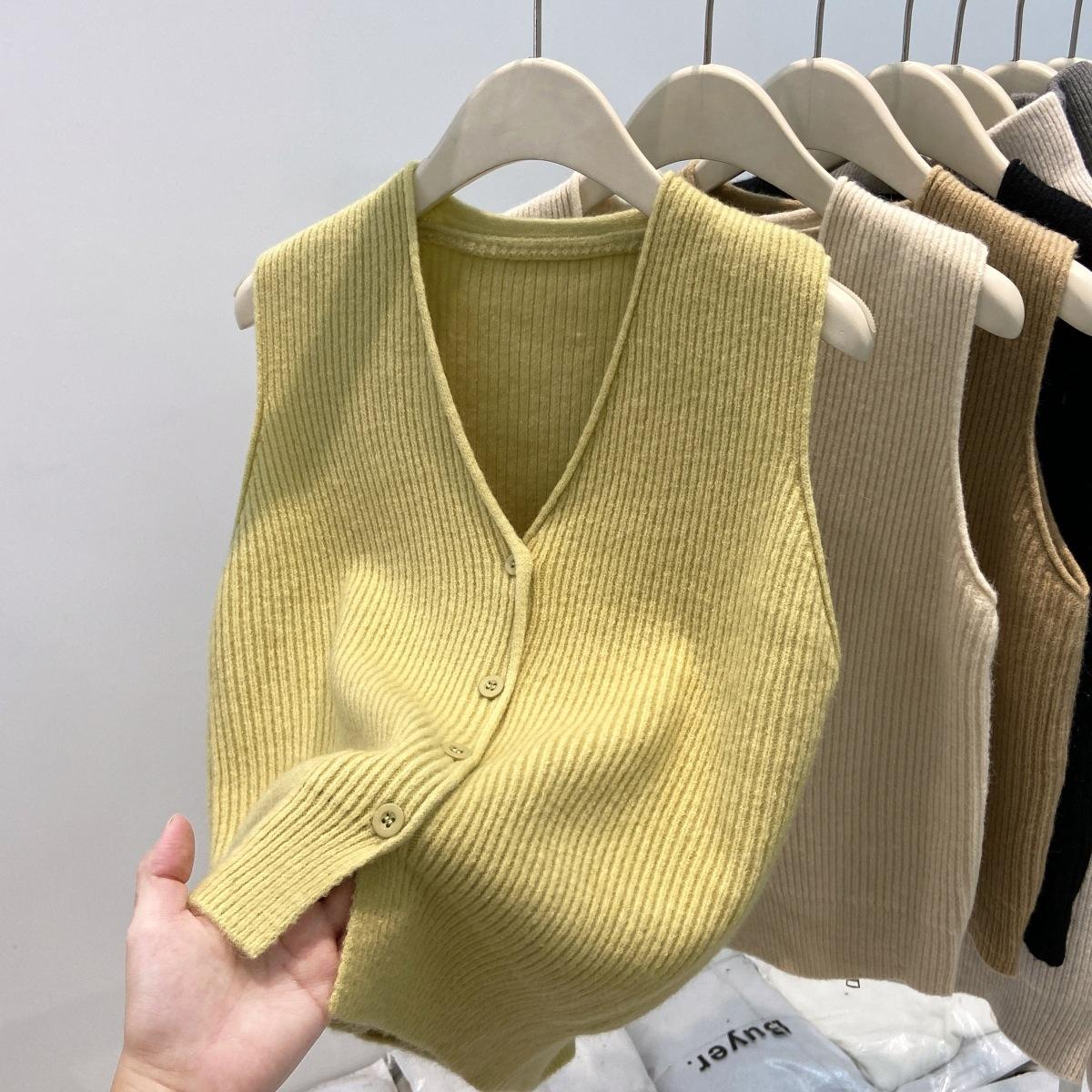 

Винтажный вязаный кардиган с V-образным вырезом, жилет, жилет, весенний высококлассный накидной топ, топ без рукавов для женщин L зелёный