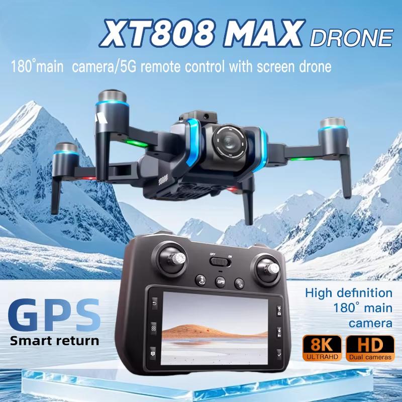 NEW XT808 Drone Screen Display 5G Optical Flow GPS Folding with WIFI Transmission Professional Aerial Camera Quadcopter Toy Gift