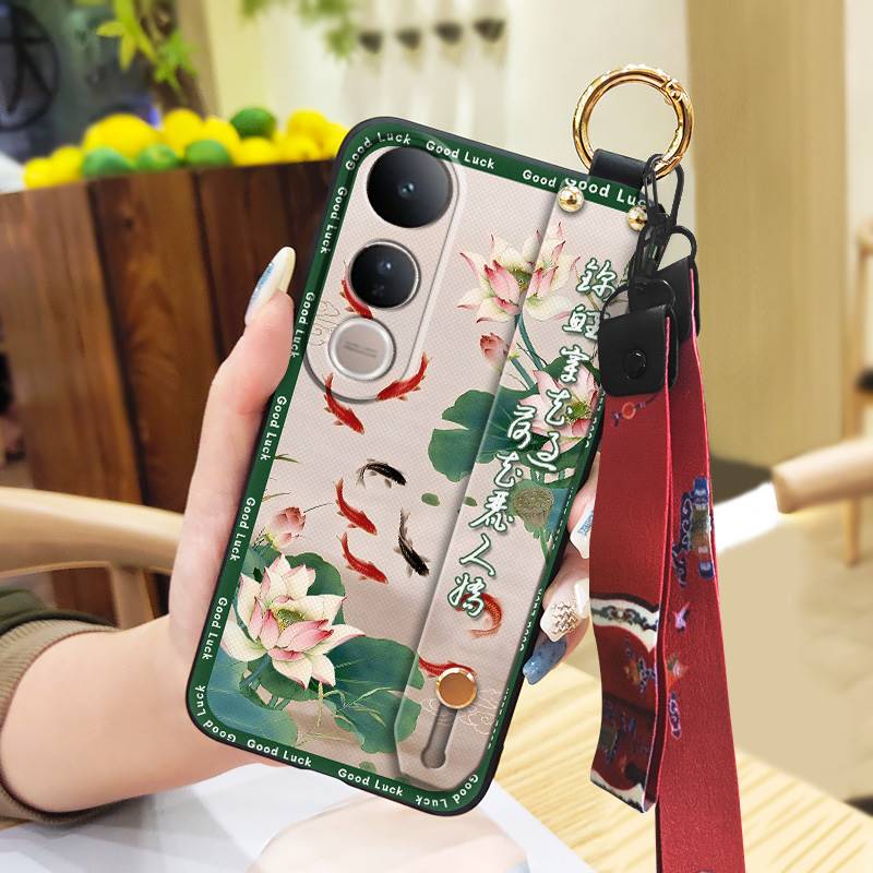 Elderly Lady Dirt-resistant Phone Case For VIVO V50 Lite 5G Global Waterproof Lanyard For Mom Silicone Back Cover Ring