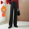 MoOu Winter Warm High-Waist Straight-Leg Pants for Middle-Aged Women