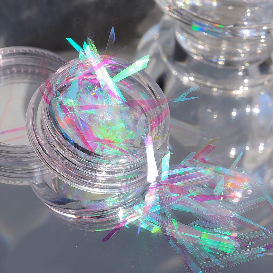 Aurora Fairy Nail Art Foil, Irregular Holographic Glass Paper Nail Decals, No Cutting Needed
