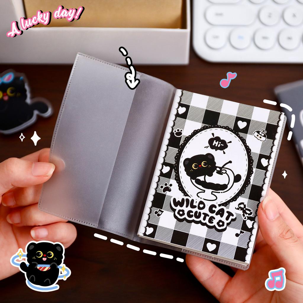 Kawaii Cartoon Black Cat Looseleaf Notebook Student Portable Pocket Notepad Cute Journal Travel Binder Planner School Supplies