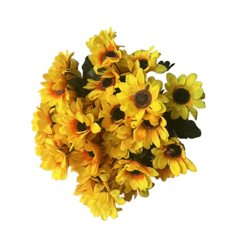 Annuus Faux Helianthus Silk Flower Bundle For Outdoor Event And Decoration House