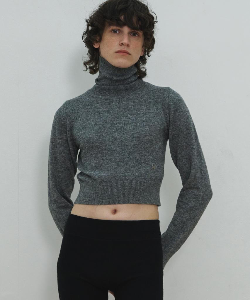 MOONSUN Mj Crop Turtle Neck Knit / Gray
