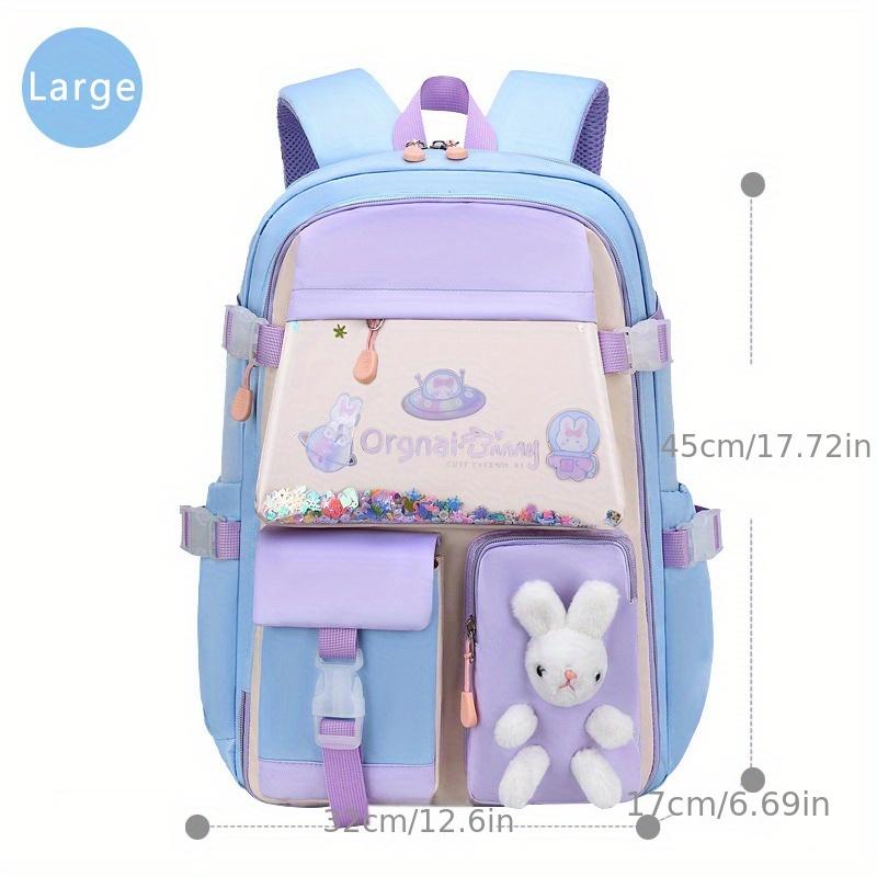 1pc New Cute Princess Style Little Rabbit Doll Backpack With Colorful Sequins, Primary School Girls Backpack, Cute Sweet Student Backpack