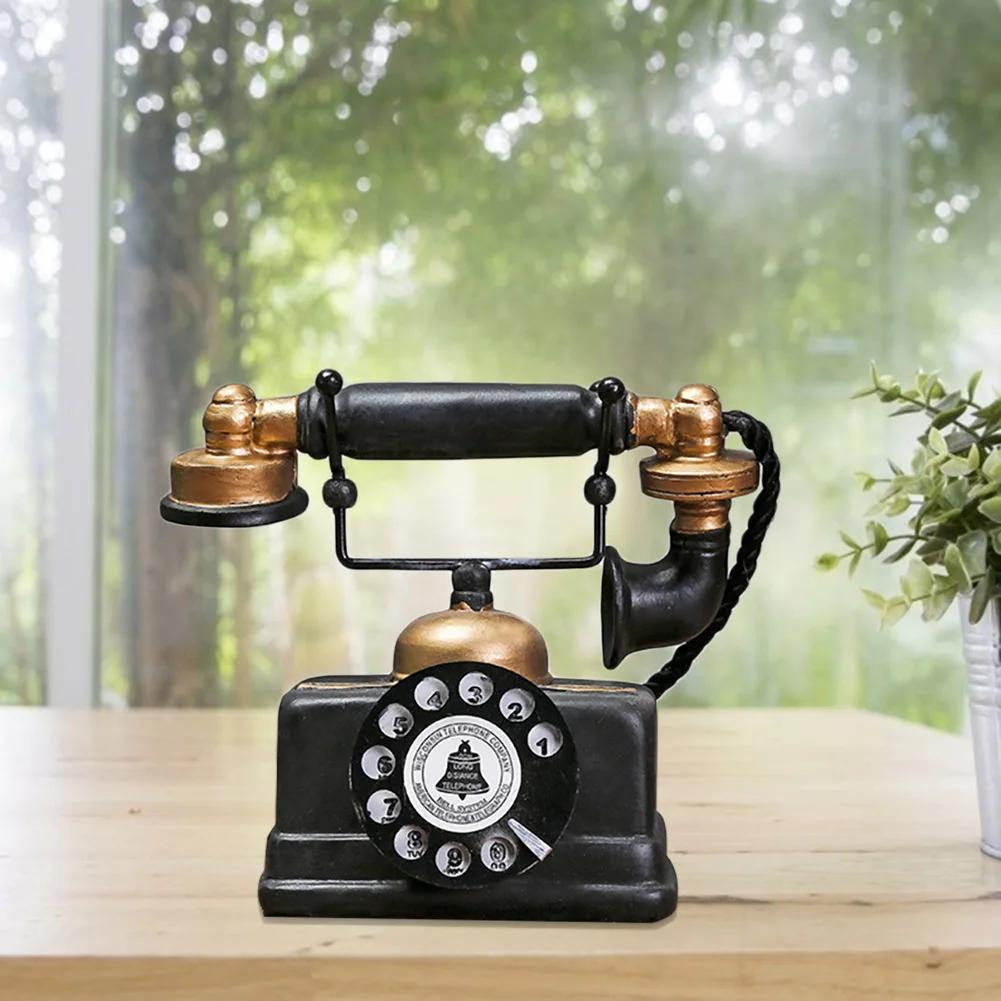 Antique Vintage Desktop Ornament Telephone Model Craft Bar Home Decoration Gift Elaborate Manufacture Prolonged Durable