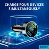 66W Car Charger - 4-Port USB Charger, 2 * USB 2.4A + PD + Type C Cigarette Lighter Adapter, Voltage Meter Compatible with Samsung, iPhone and Other