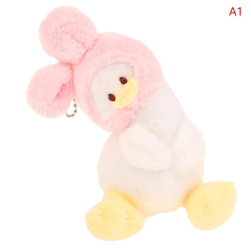 Head Cover Crooked Duck Pendant Keychain Creative Grab Machine Doll Plush Toy Backpack Pendant A1