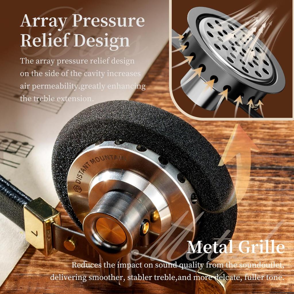 ROSESELSA [Toyama] Klasyczne przewodowe słuchawki nauszne, Retro zestaw słuchawkowy, Słuchawki celebrytów do OOTD, Zdjęć ulicznych i Kamer na żywo, MMCX 3,5 mm (Noc,