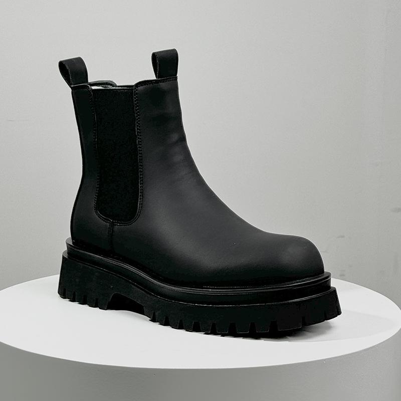 Men's thick soled shoes Warm autumn and winter styles Work or Fashion Party Office Height increasing Black daily versatile