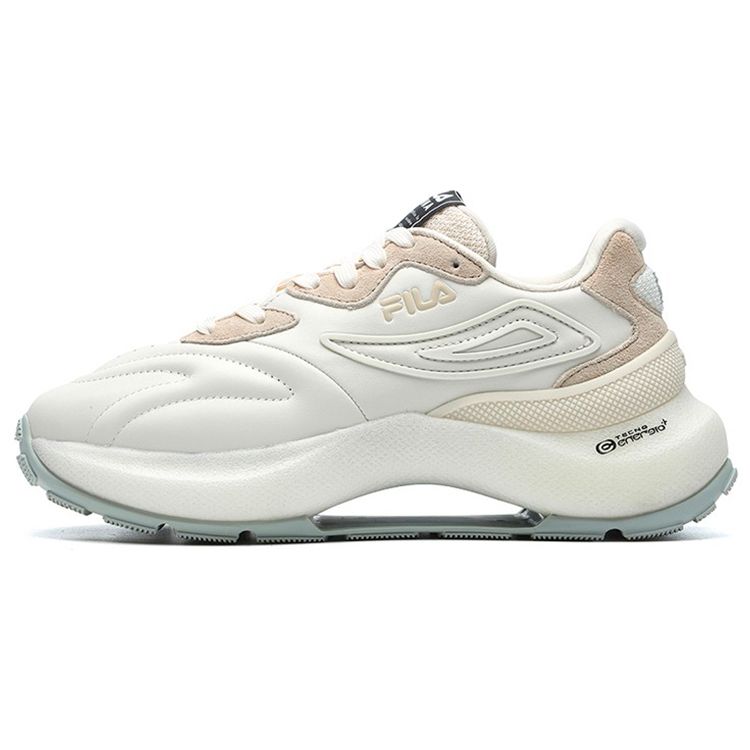 Fila Fusso Icona Fabric Top Layer Cowhide Double Suede Fashion Sports Low-Top Lifestyle Shoes Women Sneaker Coconut-White F12W213113FCF