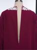 Girls Embroidered Lace Muslim Robe Abaya Round Neck Long Sleeve Back Invisible Zipper Loose Dress