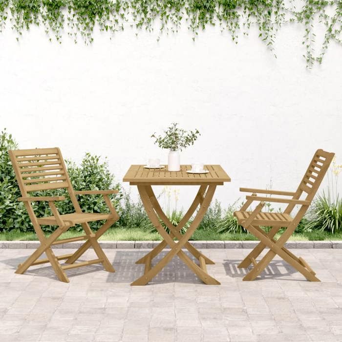 VidaXL Lot de 2 Chaises Pliables de Jardin, Sièges avec Dossier, Meubles de Patio Terrasse Extérieur, Moderne, Bois Massif 365737