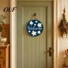 Front Door Hanging Decor Wooden Daisy Welcome Sign for Door, Rustic Farmhouse Wall Indoor Outdoor with Hemp Rope, Wood Plaque Home Entrance