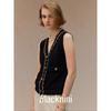Blacknini Yin WAF/"Gatsby" Australian Mernu Wool Gold Silk Trim Knitting Vest Cardigan