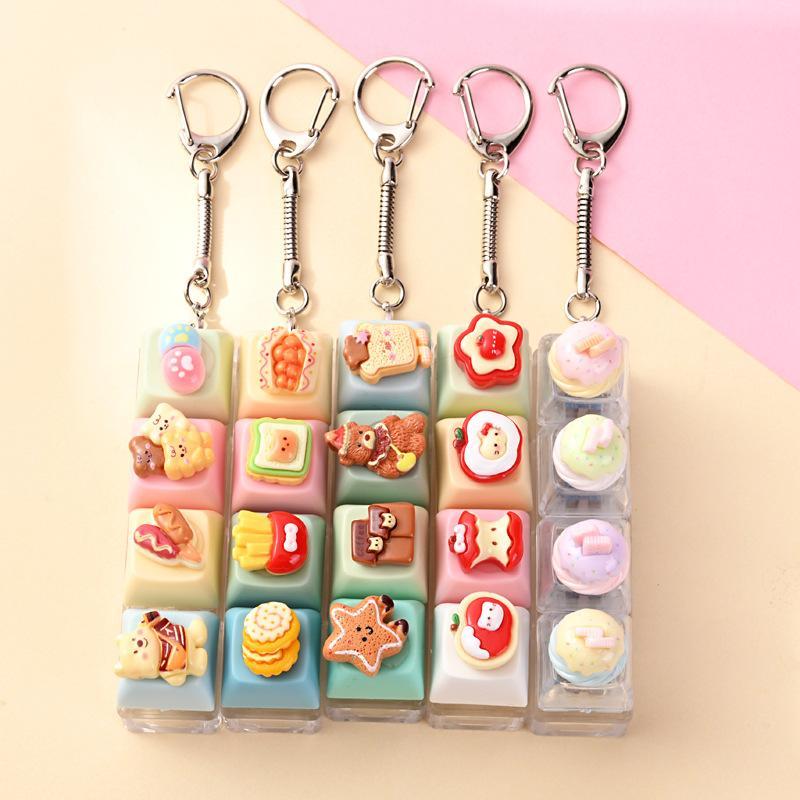 Cute Fidget Clicker Keychain Mini Push Button Stress Relief Toy Kawaii Bag Charm Portable Edc Keyring Gift For Kids Adults