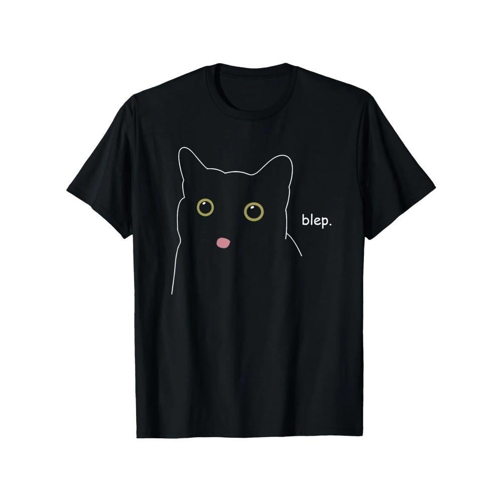 

Men s _Blep Blep_ Black Cat Graphic T-Shirt - 100% Cotton, Casual Fit, Machine Washable, Perfect Christmas Gift for Him S