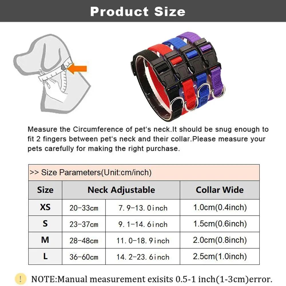 Solid Color Nylon Adjustable Dog Collar with Heavy Duty Clip Buckle Dog Pet Neck Collar Cover for Small Medium Large Dogs