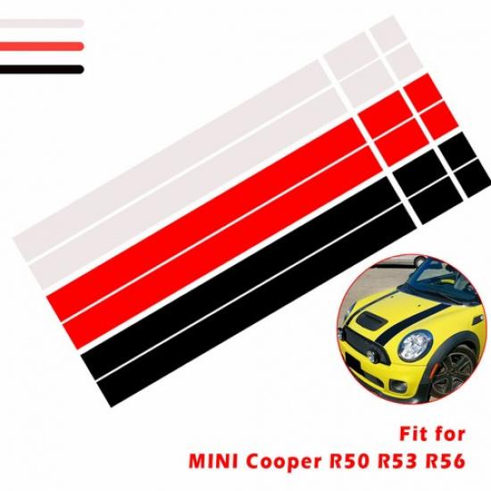 For MINI Cooper R50 R53 R56 2x Bonnet Stripes Hood Decal Vinyl Cover Sticker