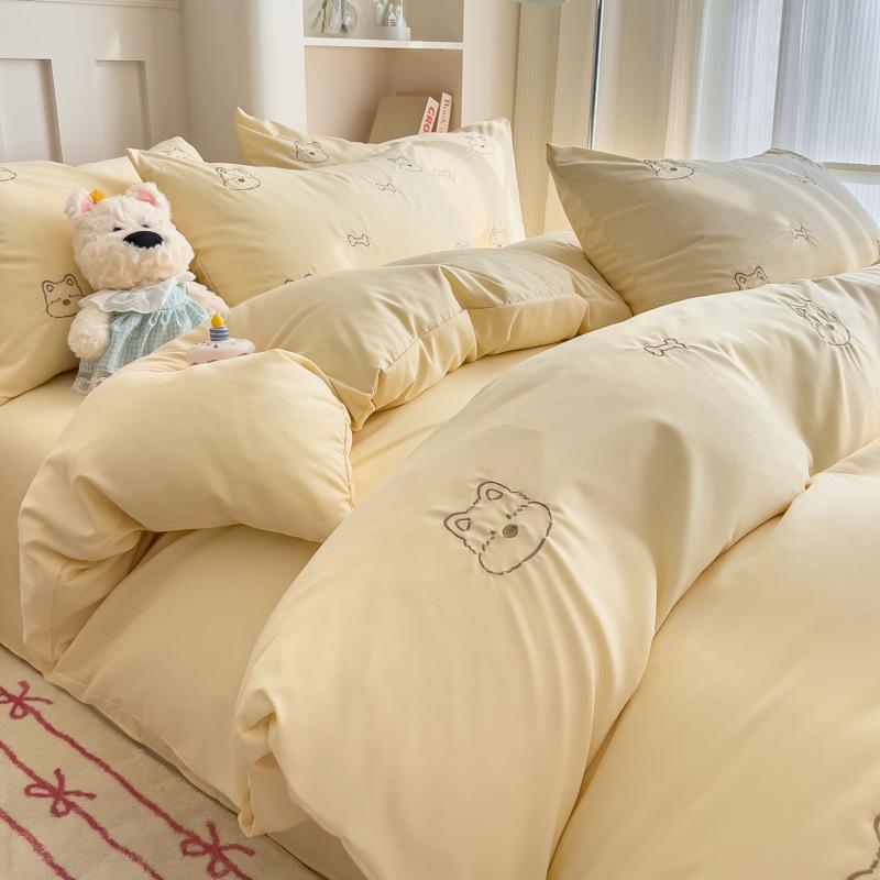 2026 A-Klasse Hautfreundliches Besticktes Baumwollgaze Bettwäsche-Set - Knitterfreies Laken & Bettbezug (3 oder 4 Stück)
