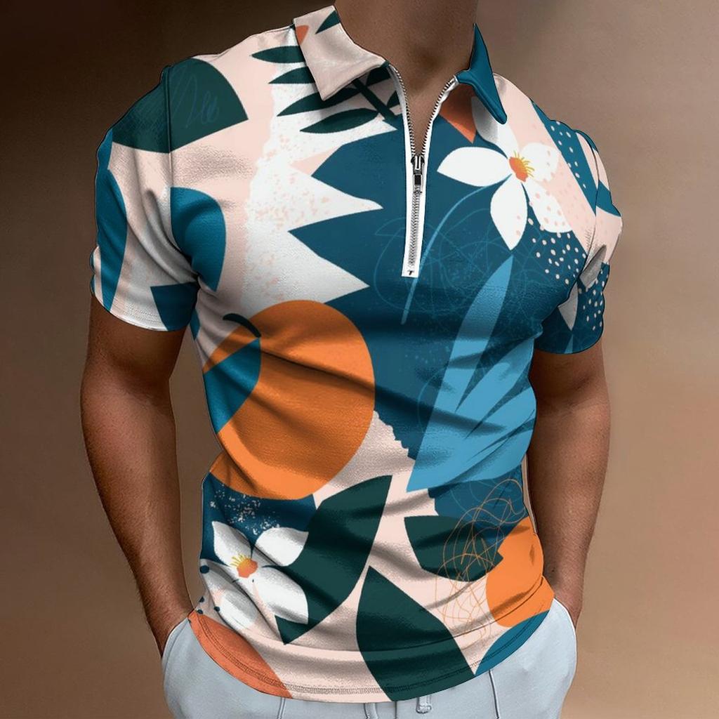 Men's Short Sleeve Striped Polo Shirt, Slim Fit Casual Top for Everyday Wear
