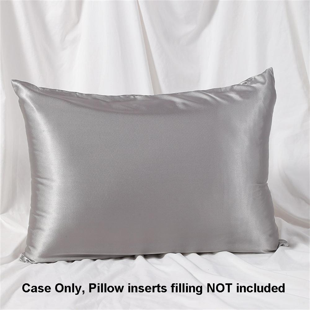 1pc Simulated Silk Smooth Plain Pillowcase Soft Double-sided White Black Grey Khaki Blue Pink Pillow Case Skin Friendly Bedding