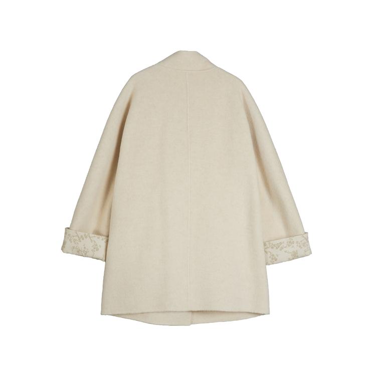 ELLE Comfortable Solid Color Soft Coat Women coats Beige EN49367