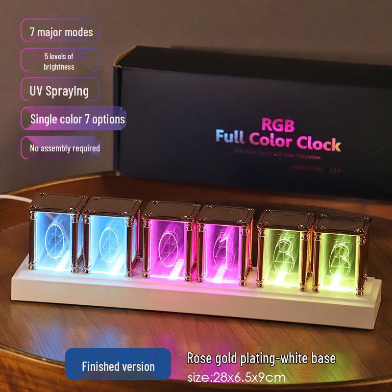 RGB Glow Tube Esports Desktop Clock - DIY Artistic Ornament and Gift