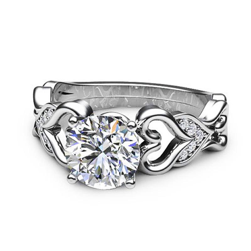 

Ring Fashionable Women S Flower Love Heart Ring, Zircon Two-Color Ring no. 10