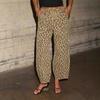 Womens Loose Fit Leopard Print Denim Pants Casual Street Style Jeans