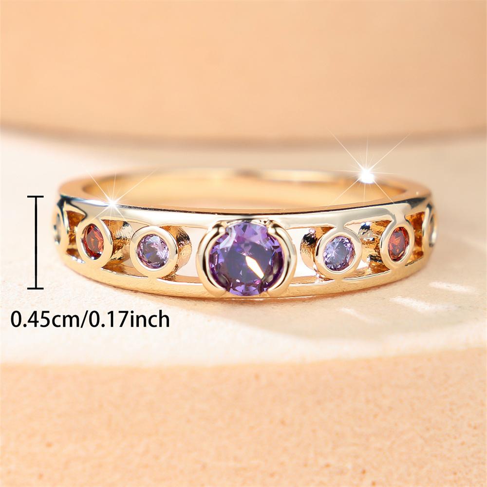 Multicolor Zircon Small Round Stone Hollow Rings For Women Vintage Gold Color Engagement Ring Wedding Jewelry Mother's Day Gifts