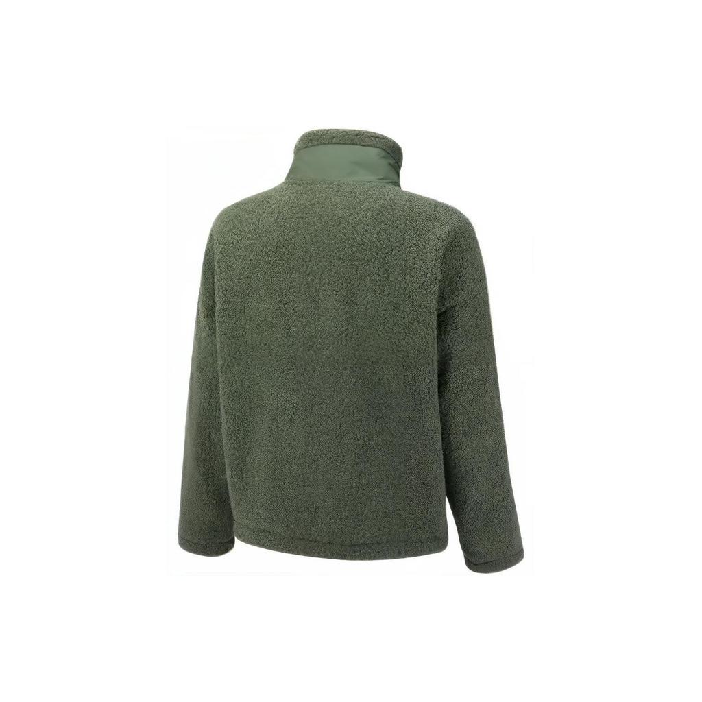 PUMA FW22 Chest Logo Embroidered Faux Shearling Jacket Unisex Green