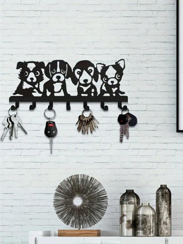 1-2pcs Black Iron Dog Wall Hook, Cute Animal Hanger for Home Decor, Keys & Towels, Dog Lover Gift