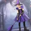 Girls Colour Witch Costume Disguise Halloween Cosplay Carnival Party Christmas Toddler Kids Princess Dress Prom Gown Dress