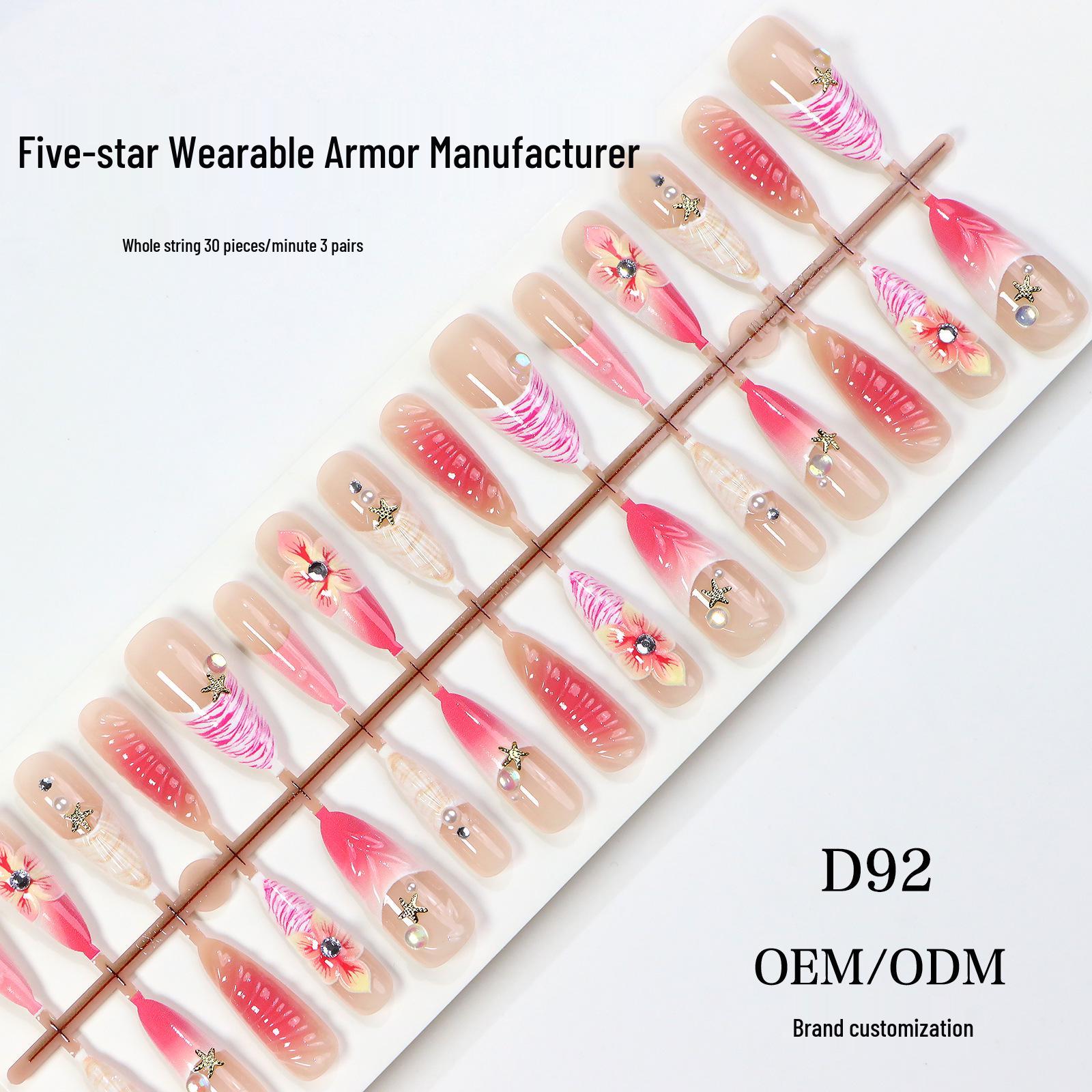 Almond-Shaped 3D Cat Eye Wearable Nails: Transparent, Ice, and Embossed Powder Island Summer Wave Design