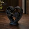 Dog Shaped Home Decoration 3D Printed Bernard Heart-Shaped Sculpture, Hollow Heart Silhouette Animal Statue with Matte Black Sculpture Finish,