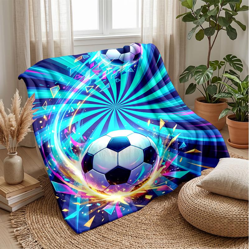 Soccer Ball Swirl Energy Theme blanket Lightweight Warm Flannel Blanket Decorative Throw Blanket for Home Decoration