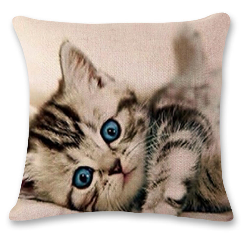 Creative Hand Painted Cat Print Polyester Pillowcase Home Car Cushion Pillow Sofa
