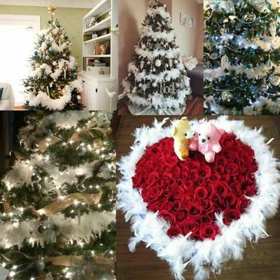 Decoraciones Navideñas 2M Árbol de Navidad Boa de Plumas Blancas Tira Cinta Navideña Guirnalda Decorativa para Fiesta