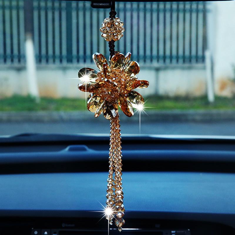 Korean Crystal Car Pendants: Elegant Ornaments for Rearview Mirrors
