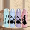 1PC Witch Cauldron Silhouette 750ml Color Plastic Sports Water Bottle Leakproof Flip Straw Lid Suitable for Sports Office Home Use