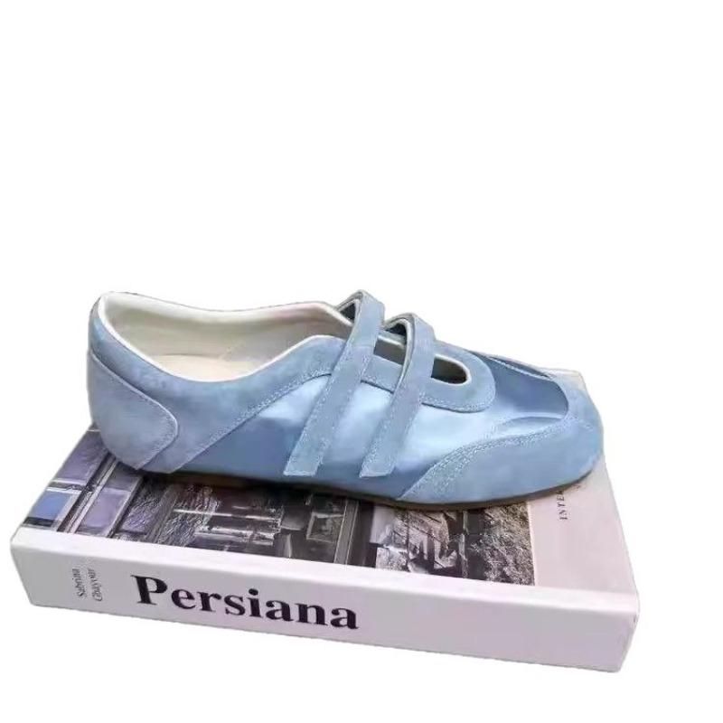 Velcro Splicing Satin New Beautiful Word Belt Casual Shoes Women Mary Jane Shoes Ballet Style