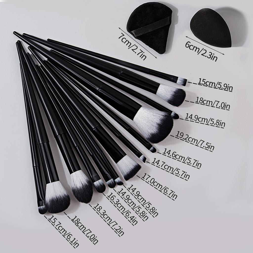 Black 17PCS Makeup Tool Set, 13PCS Makeup Brush Set, 4PCS Makeup Sponge, Beauty Egg, Dry and Wet Dual-purpose Sponge Powder Puff