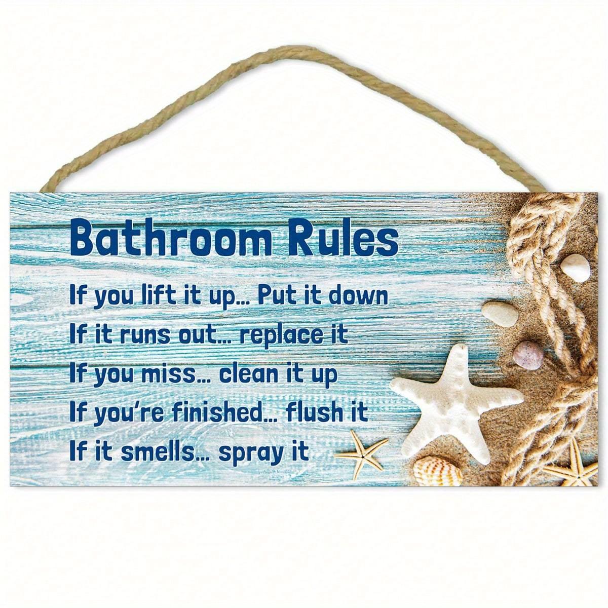 Lcauto Parts Women's Multicolour 1Pc Bathroom Beach Shell Wooden Listing Bathroom Rules Shop Decor Girl Personality Decor Wall Listing Holiday Decor Supplies