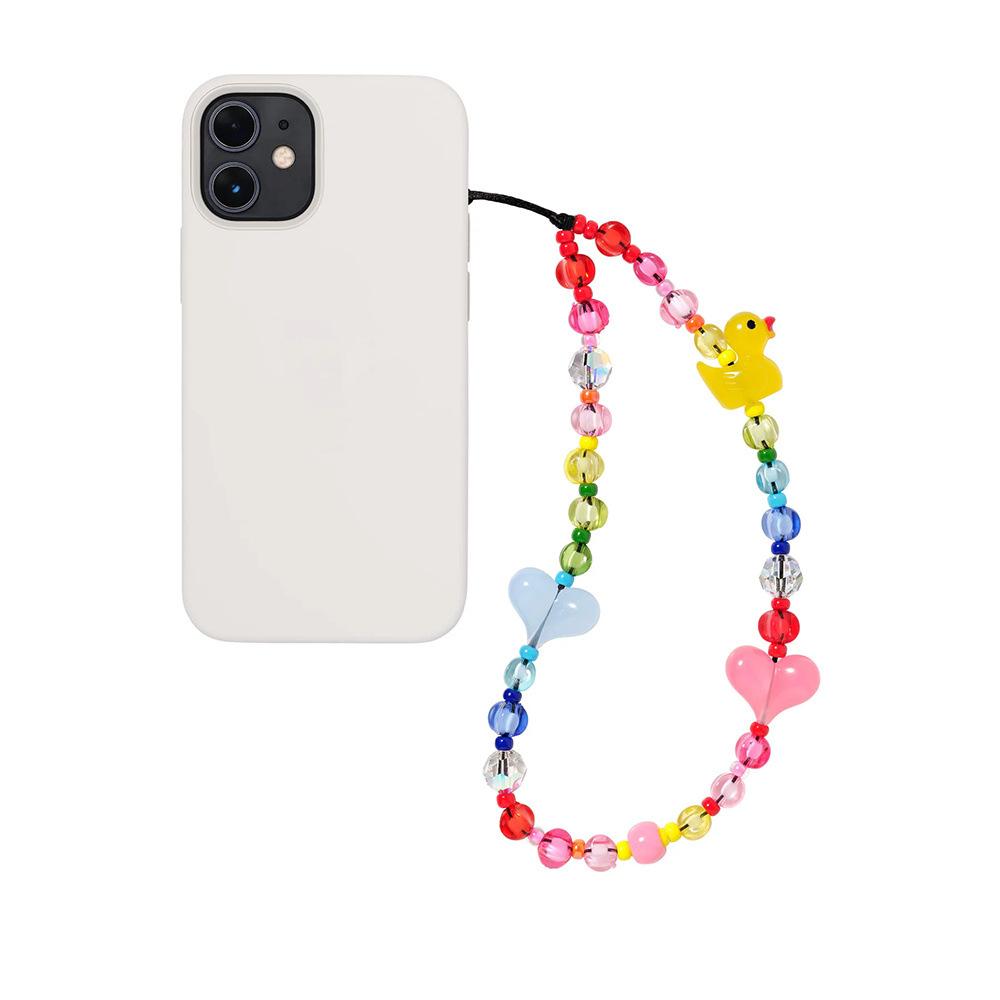 HERLOOK Colorful Phone Charm Summer Beach Animal Duck Heart Cell Phone Strap Lanyard Trendy Y2K Accessories