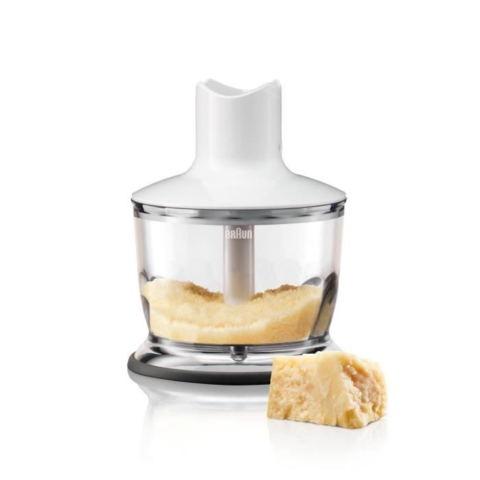 Mixeur plongeant - braun - mq5035wh - 21 vitesses - technologie powerbell - hachoir, fouet et gobelet 600 ml