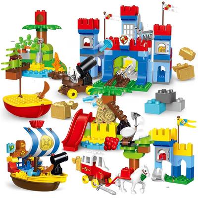 Pirates War Large Particles Building Blocks Castle Boat Enlighten Bricks Figures Educational Toys For Children Kid Gifts