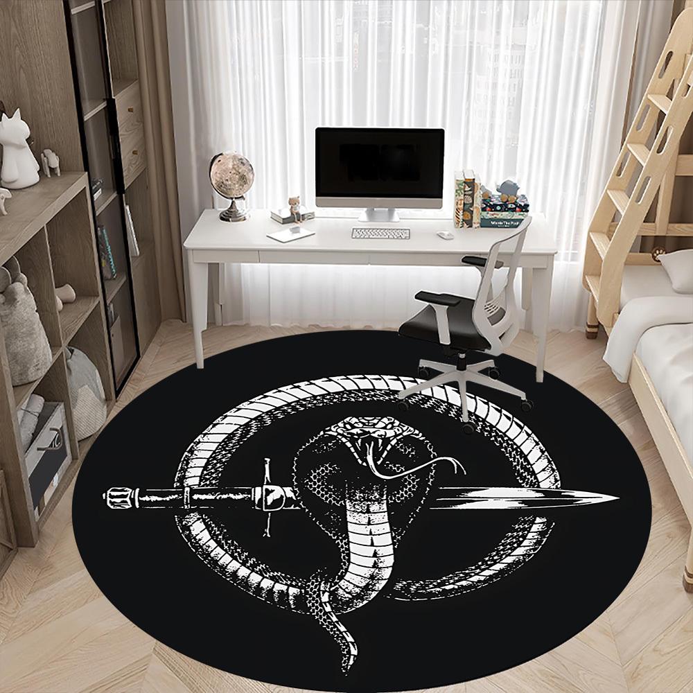 1 stuks Slang Dolk Kantoor Ronde Vloerkleed, Onder Kantoorstoelen Slaapkamer Woonkamer Huisdecoratie, Kamer Decoratie, Verkrijgbaar in Verschillende Maten