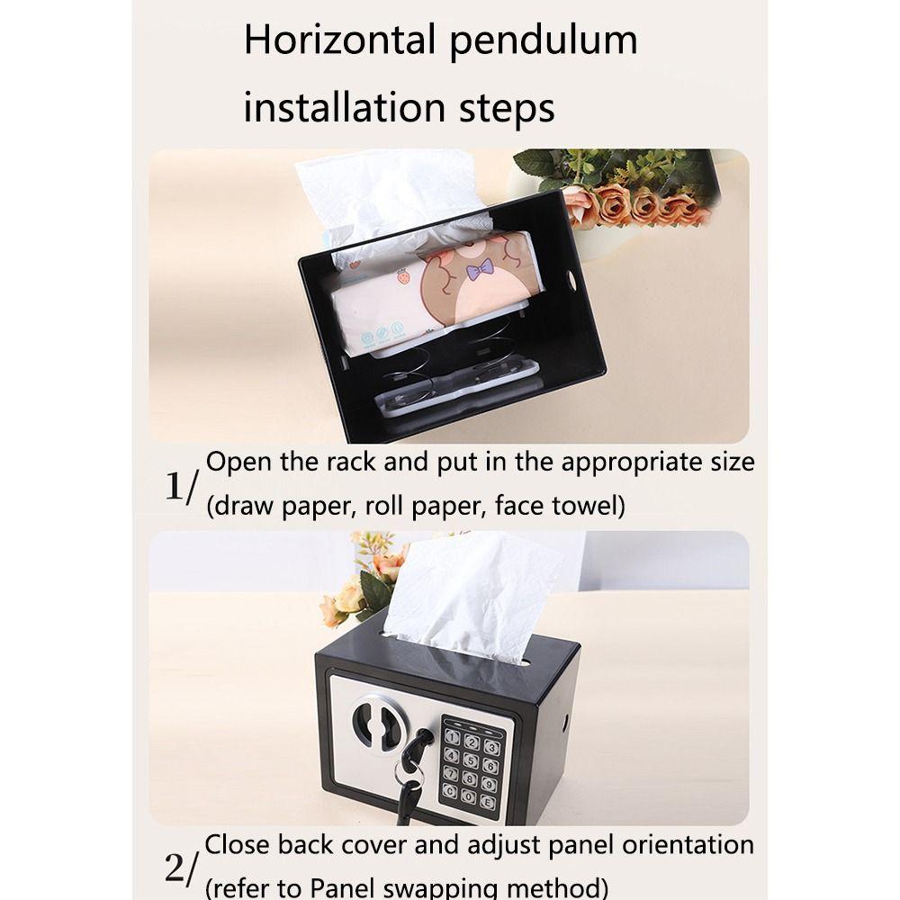 Safe Box Shape Creative Tissue Box Adhesive Hanging Paper Dispenser Bathroom Tissue Holder  Toilet