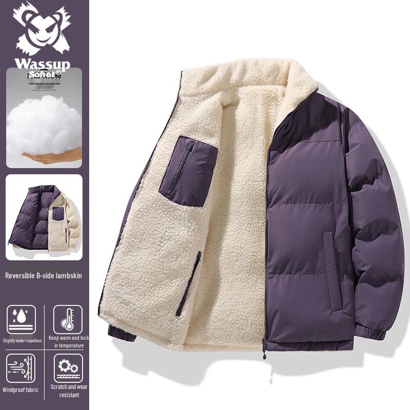 

Wassup Sohot Мужская двусторонняя зимняя куртка на подкладке из овечьей шерсти 3XL